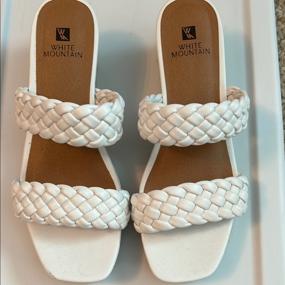 White Mountain Women's White Braided Sandals